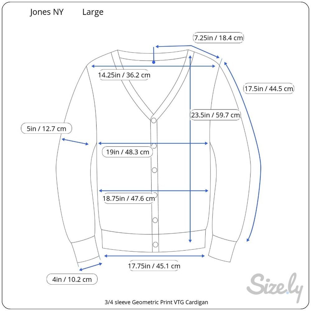 Jones New York Collection 3/4 Sleeve Geometric Print Cardigan Sweater Size L - Picture 8 of 8